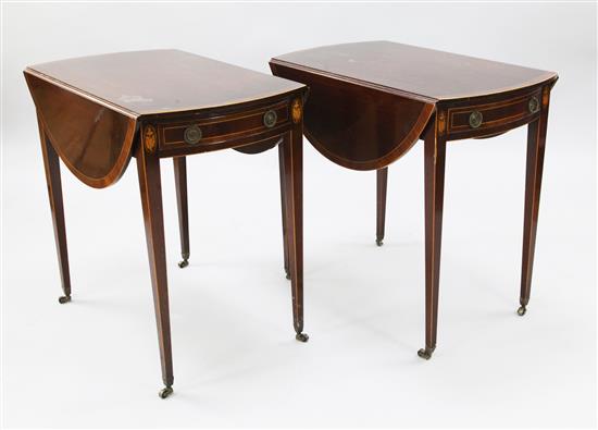 A pair of inlaid mahogany Pembroke tables 2ft 6in. H.2ft 5in.
